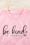 Be Kind to yourself, Pink  ruffle sleeve sweatshirt. TPG65113077 SOL