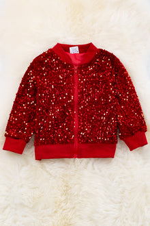  Girls Red sequins bomber jacket. TPG65113051 jeann