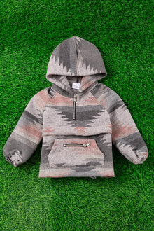  Gray & pink girls Aztec printed pullover sweater with hoodie. 💎TPG65153046-SOL
