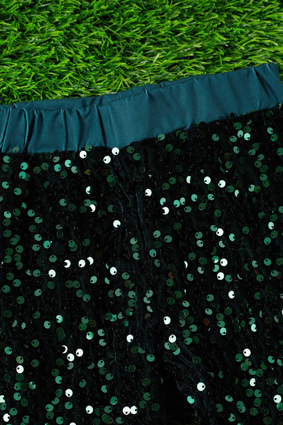 Girls forest green sequins bell bottoms.PNG50113010 -AMY