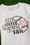 little sister biggest fan graphic printed tee shirt & baseball printed bell bottoms. OFG55153008 SOL
