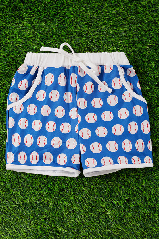 Royal blue baseball printed girls short. PNG25153132 AMY