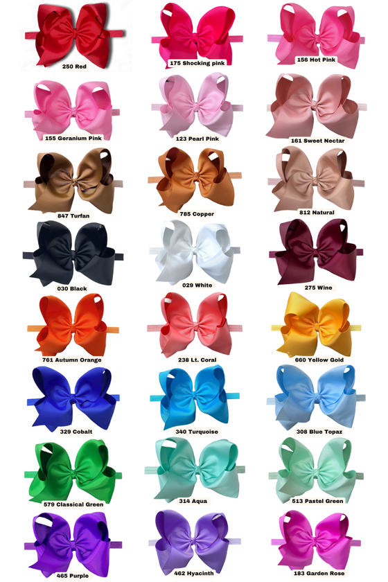 6"Baby headbands available in 10 colors. 5pcs/$10.00