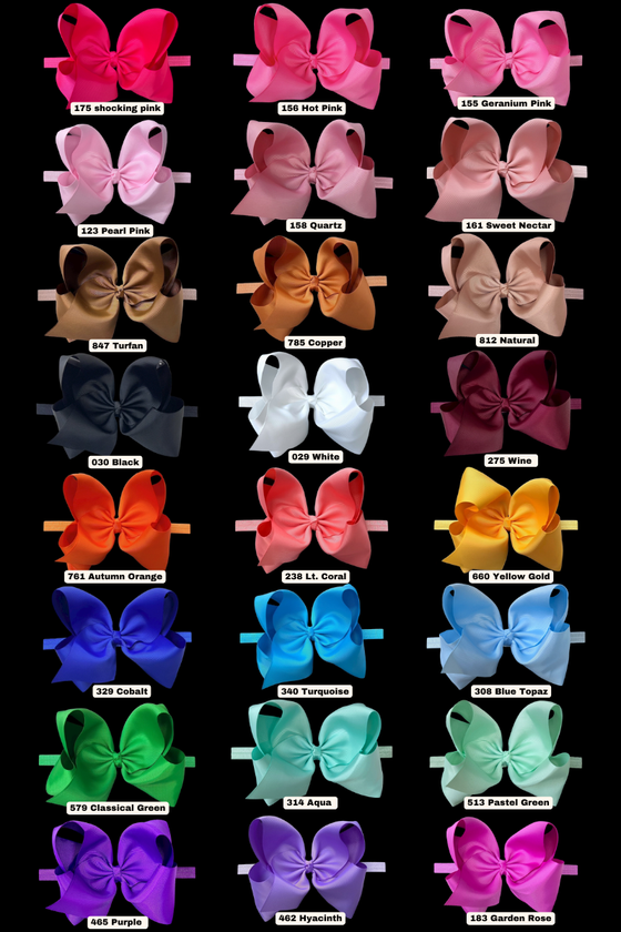 6"Baby headbands available in 10 colors. 5pcs/$10.00