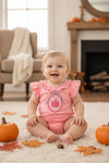 Pumpkin applique baby bodysuit with snaps. RPG64370 MON