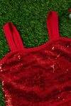 RED SEQUINS TANK TOP W/RUFFLE TRIM. TPG30113001-JEA