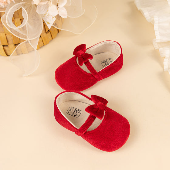 Red Cute Velvety baby shoes. CG5358