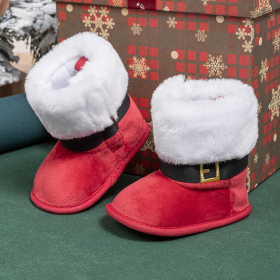 FAUX SUEDE SANTA BABY BOOTS. CG5423