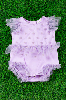  Purple Polka dot sheer material baby onesie. RPG25143007 AMY