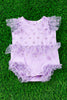 Purple Polka dot sheer material baby onesie. RPG25143007 AMY