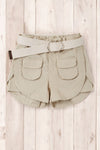 CRAM CARGO SHORTS W/ BROWN BELT. PNG251523007 AMY