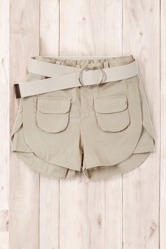 CRAM CARGO SHORTS W/ BROWN BELT. PNG251523007 AMY