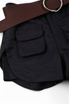 BLACK CARGO SHORTS W/ BROWN BELT. PNG251523009-SOL