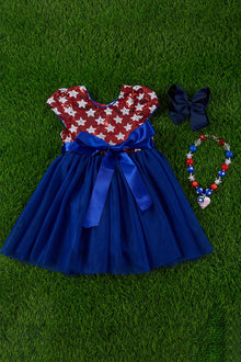  🔶SEQUINS PATRIOTIC DRESS W/ TULLE SKIRT. DRG30143010-JEANN