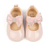 Front bow with rhinestones baby shoes. (Pink) CG5366