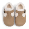 Khaki sherpa slip on shoes. CG5149