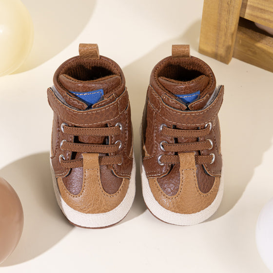 3 Tone apricot pleather baby shoes. CG5172