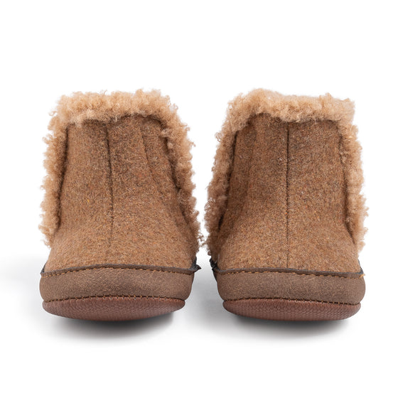Brown faux fur baby boots. CG5402
