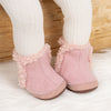 Brown faux fur baby boots. CG5402