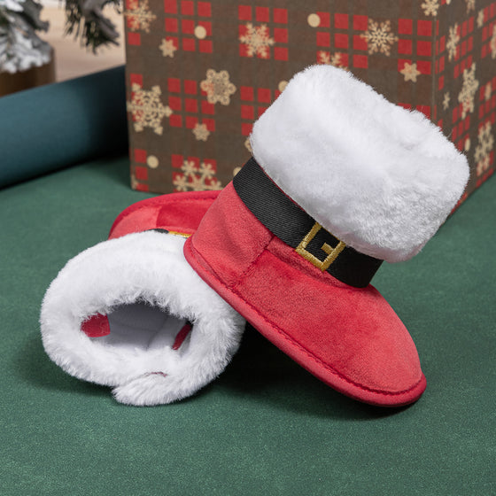 FAUX SUEDE SANTA BABY BOOTS. CG5423