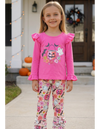 Fuchsia Halloween printed long sleeve top and printed leggings. GLP0505-17-Amy