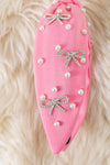 Girls Coquette bow & pearl headband. 2pcs/10.50