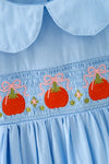 Lt Blue smocked dress with bubble sleeves. DRG64533 AMY