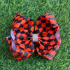6.5" Orange & black checkered printed double layer hair bows. 4PCS/$10.00 BW-DSG-B254
