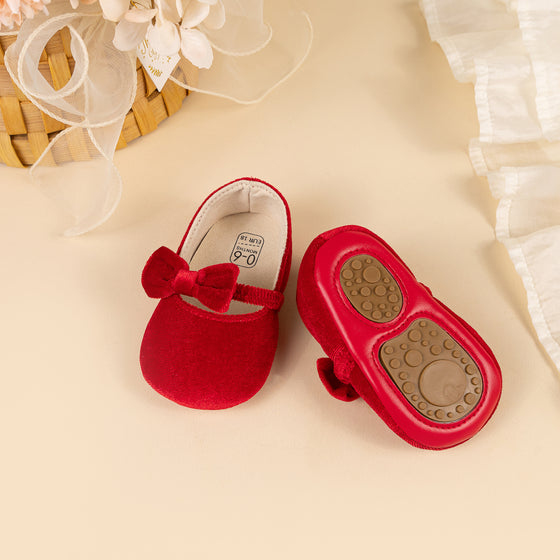 Red Cute Velvety baby shoes. CG5358