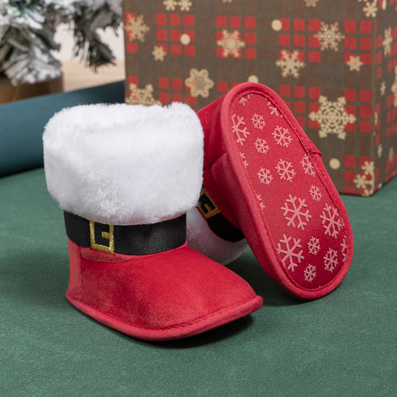 FAUX SUEDE SANTA BABY BOOTS. CG5423