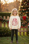 Ivory knit sweater with embroidered Santa. TPG60874 AMY