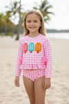 Pink Gingham long sleeve swimsuit. SWG60094 SOL