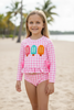 Pink Gingham long sleeve swimsuit. SWG60094 SOL