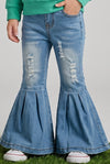 Lt. Blue distressed denim bell bottoms. PNG60465 AMY
