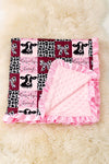 Dearly Loved multi -printed baby blanket with ruffle trim. BKG50153 S