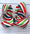 6.5" Christmas stripe printed double layer hair bows. 4PCS/$10.00 BW-DSG-C4