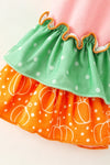 Green polka dot pumpkin applique tunic and bottoms. OFG62630 MO