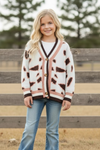 Geometric girls relax fit cardigan. TPG601122006 SOL-