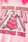 Rocking around Christmas tree printed top and pink cheetah pants. OFG62972 AMY