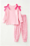 Rocking around Christmas tree printed top and pink cheetah pants. OFG62972 AMY