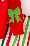 Marry Grin-mas red top and multi-color stripe pants. OFG63376 AMY