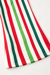 Marry Grin-mas red top and multi-color stripe pants. OFG63376 AMY