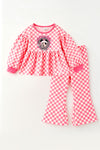 Pink & white checkered christmas character top and pants. OFG62969 SOL