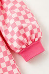 Pink & white checkered christmas character top and pants. OFG62969 SOL
