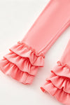 Christmas printed pink tunic and ruffle hem and cotton pants. OFG63348 SOL
