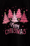 Merry Christmas black long sleeve top and denim pants. OFG63034 AMY