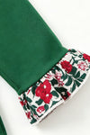 Reindeer applique girls green tunic and stripe pants. OFG63134 AMY