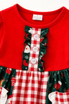 Santa printed girls long sleeve tunic &amp; red pants. OFG63140 MON
