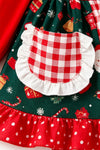 Santa printed girls long sleeve tunic &amp; red pants. OFG63140 MON
