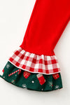 Santa printed girls long sleeve tunic &amp; red pants. OFG63140 MON